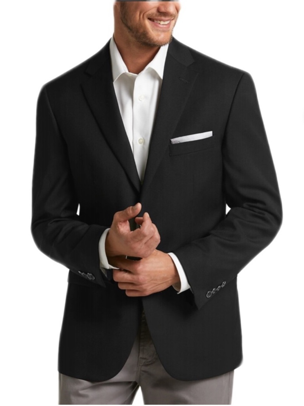 Pronto Uomo Black Wool Single Breasted Two Button Blazer - Size 38R